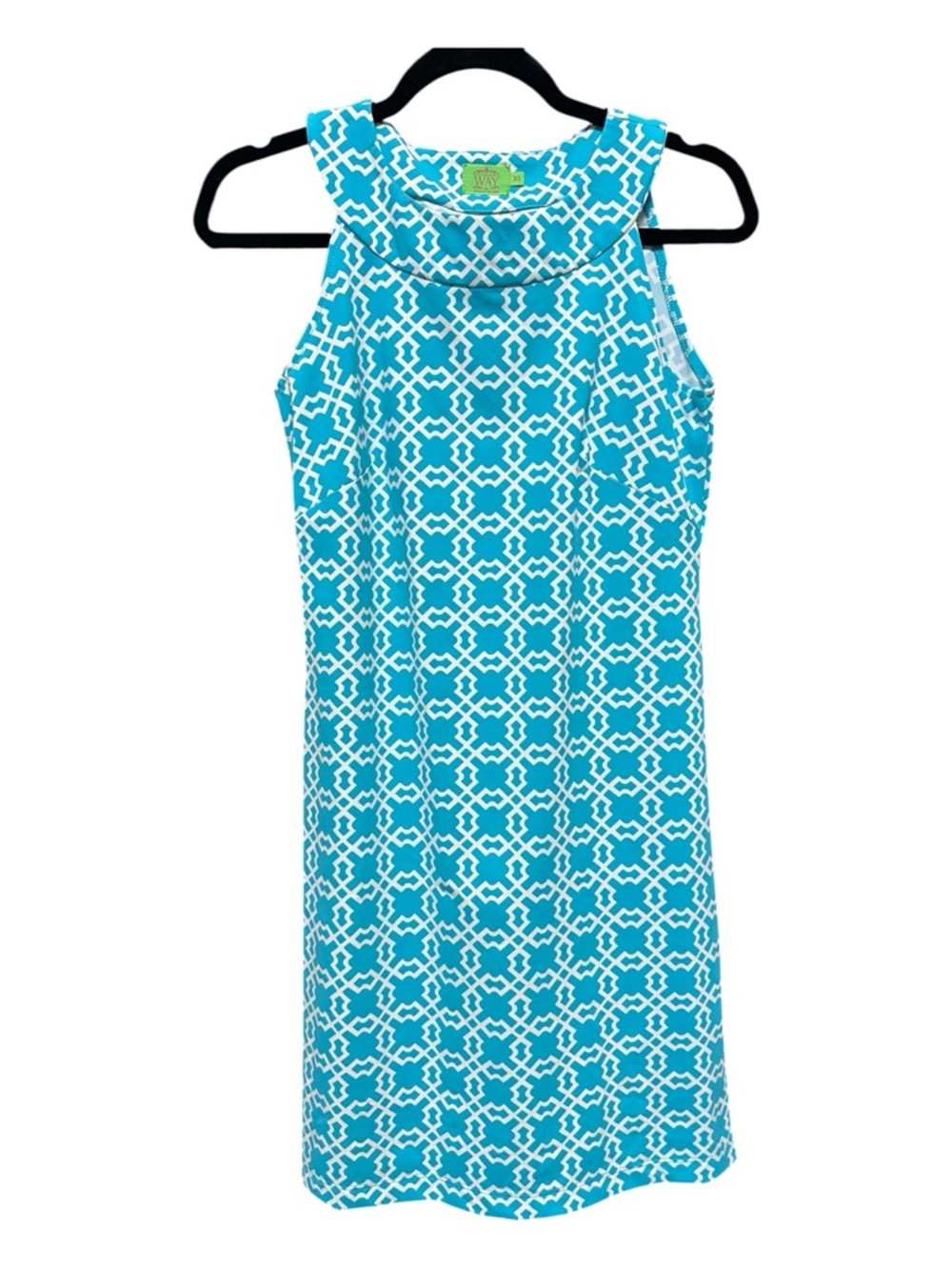 Katherine Way Turquoise Geo-Print Sleeveless Mini Dress Size XS - Picture 2 of 8